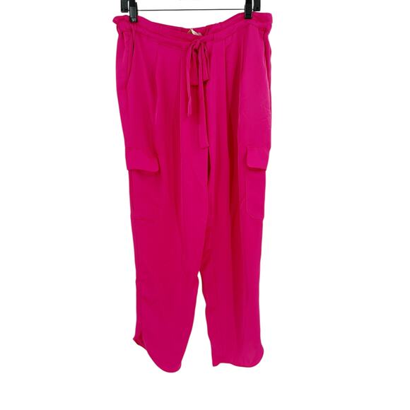 RAMY BROOK Pants Size L NEW $295 Satin Pocket Allyn Pant Shiny Fuchsia Pink - Picture 3 of 4